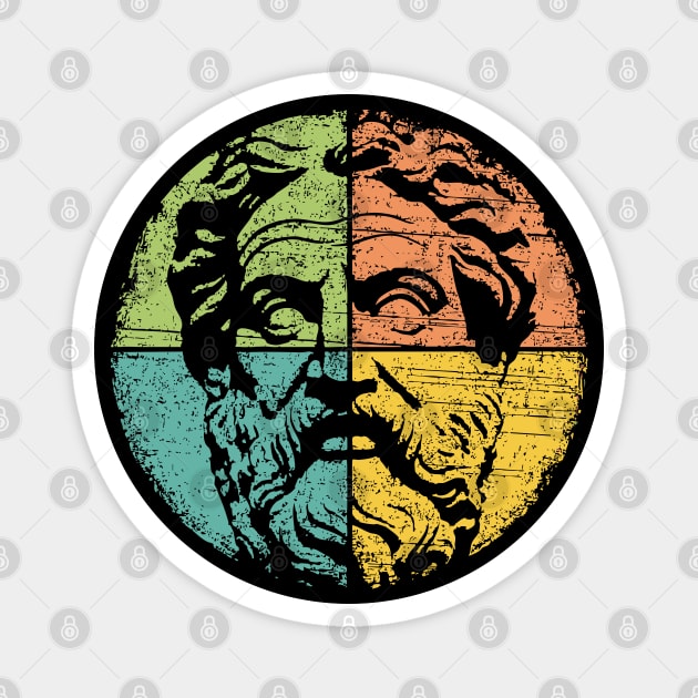 Retro Socrates Portrait – Vintage Greek Philosopher Art Magnet by TuncGK